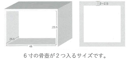 6寸の骨壷が２つ入るサイズです